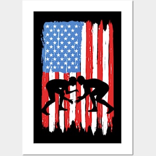 American Flag Wrestling Graphic Posters and Art